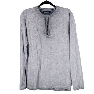 Dream Supply Gray Henley Shirt M Zimego Buttons Long Sleeve Heathered Distressed